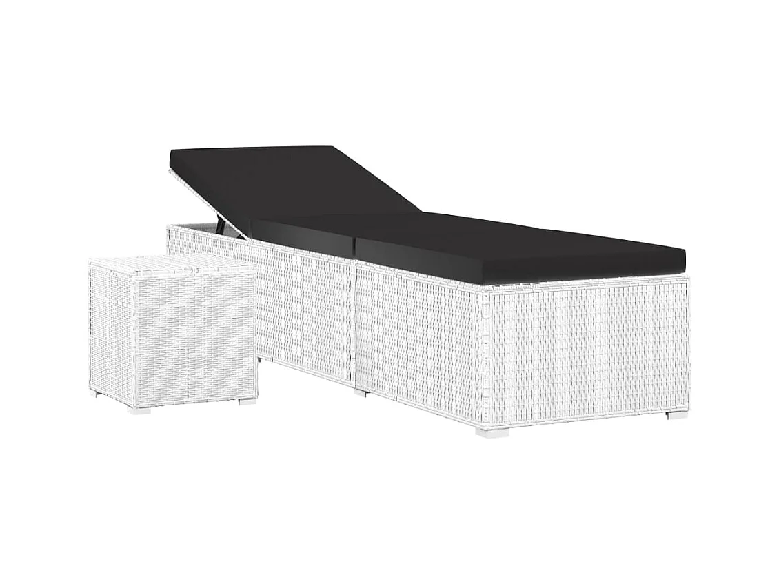 Poltrona in rattan bianco con cuscino e tavolino da tè