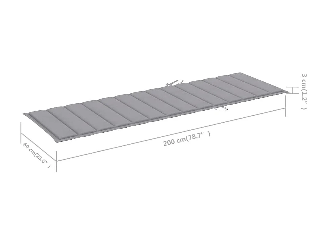 Chaise longue de jardin 2 places avec coussins Acacia solide