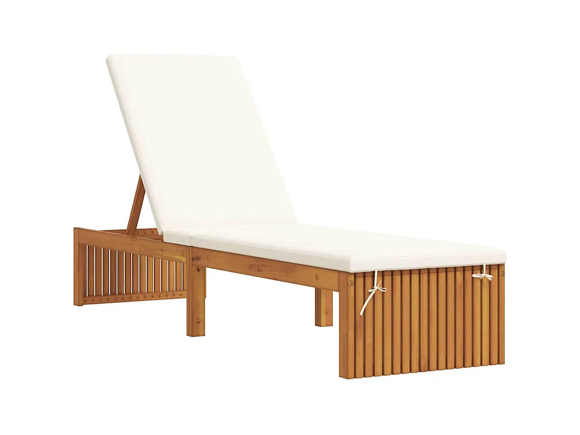 Chaise longue con cuscino 200 x 55 x 30 cm in legno di acacia