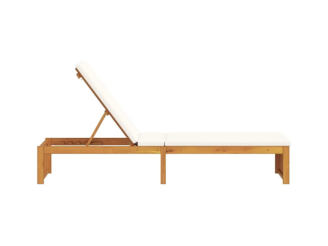 Chaise longue con cuscino 200 x 55 x 30 cm in legno di acacia