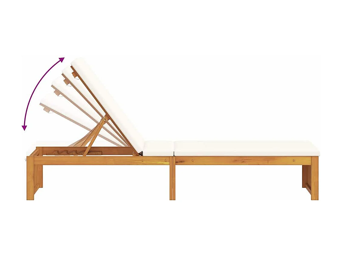 Chaise longue con cuscino 200 x 55 x 30 cm in legno di acacia