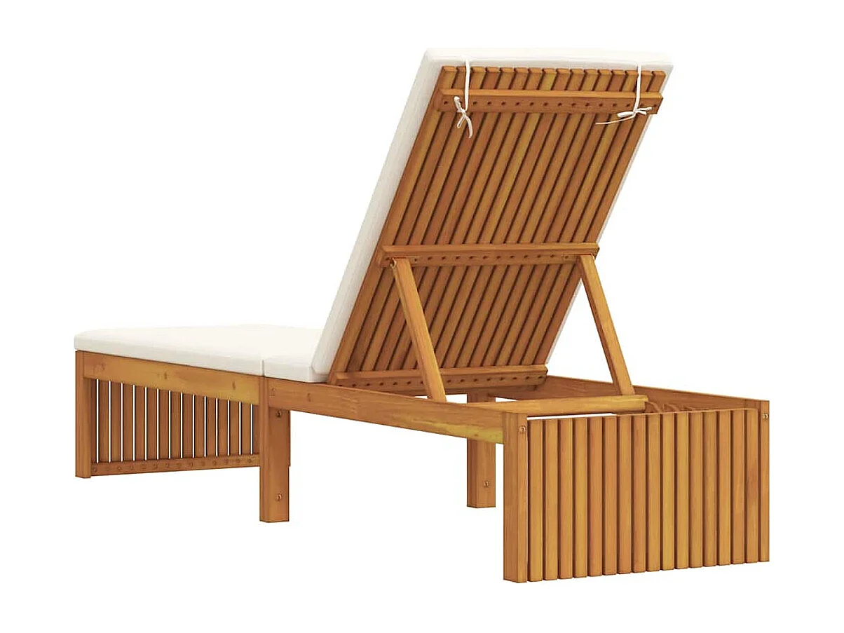Chaise longue con cuscino 200 x 55 x 30 cm in legno di acacia