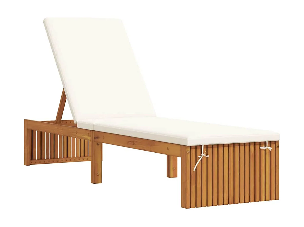 Chaise longue avec coussin 200 x 55 x 30 cm en bois d'acacia