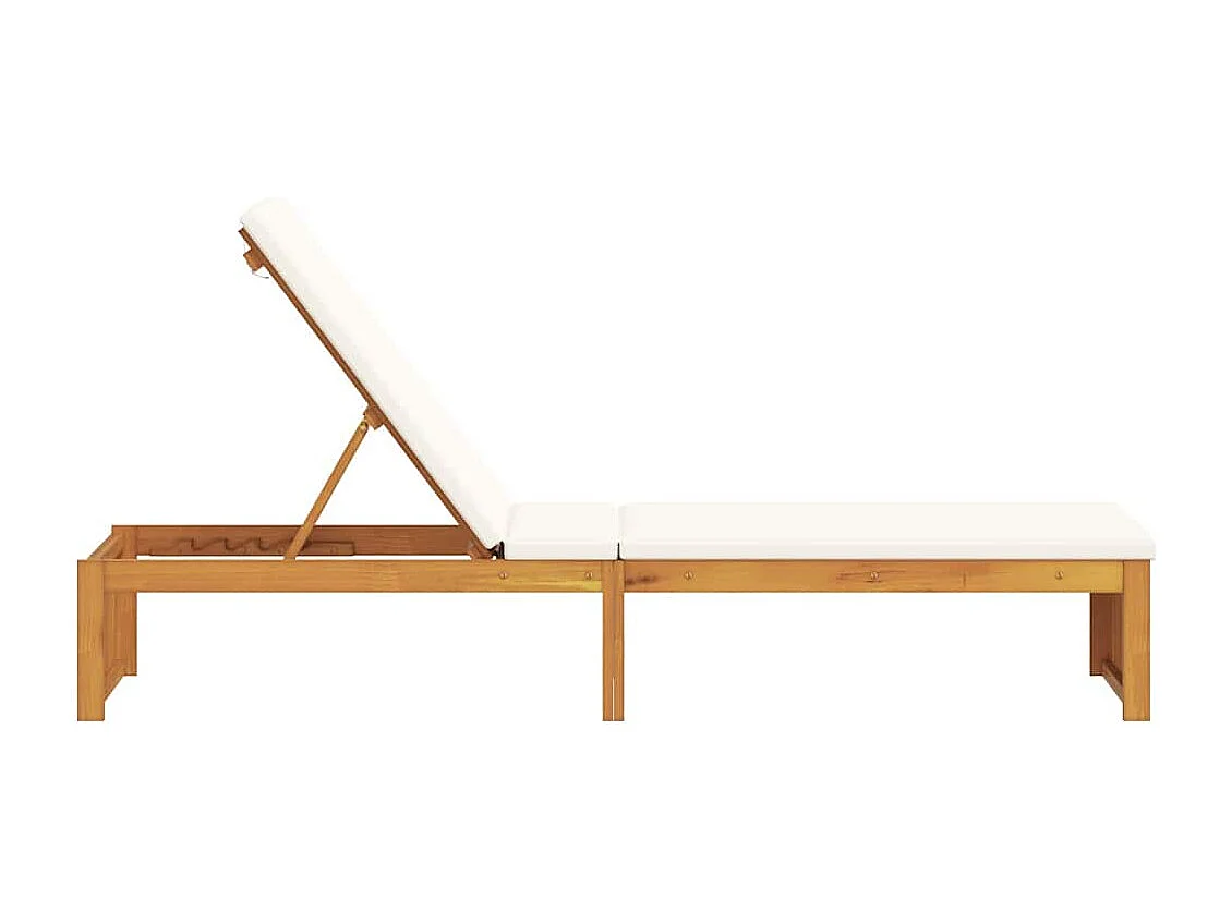 Chaise longue avec coussin 200 x 55 x 30 cm en bois d'acacia