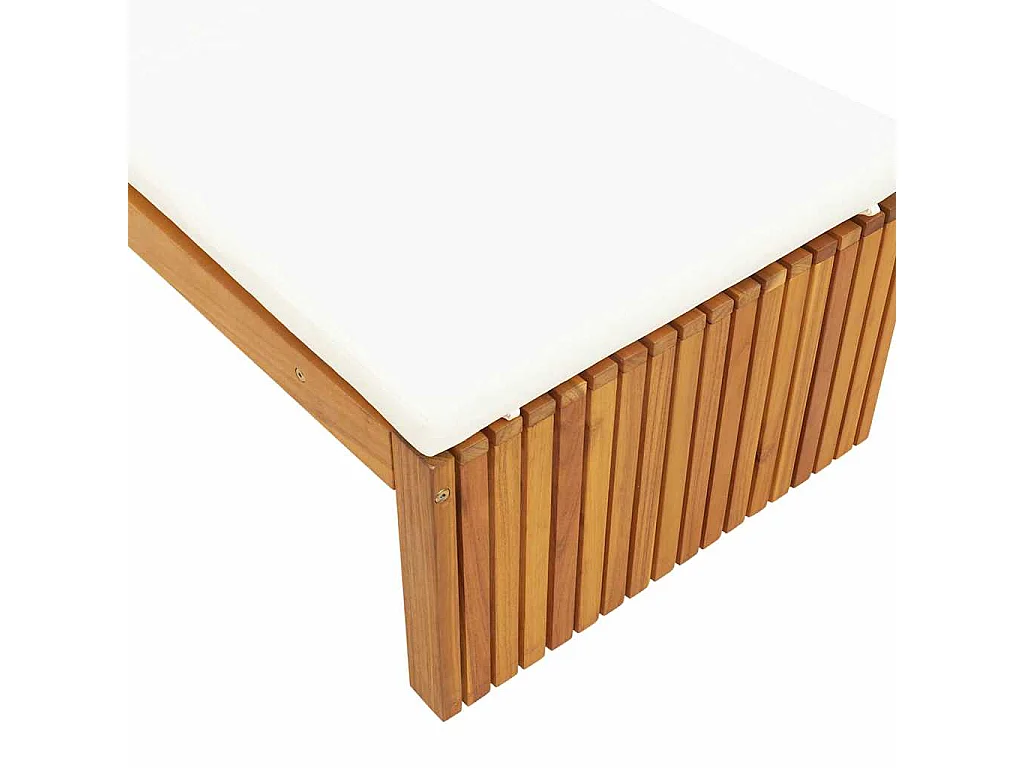 Chaise longue avec coussin 200 x 55 x 30 cm en bois d'acacia
