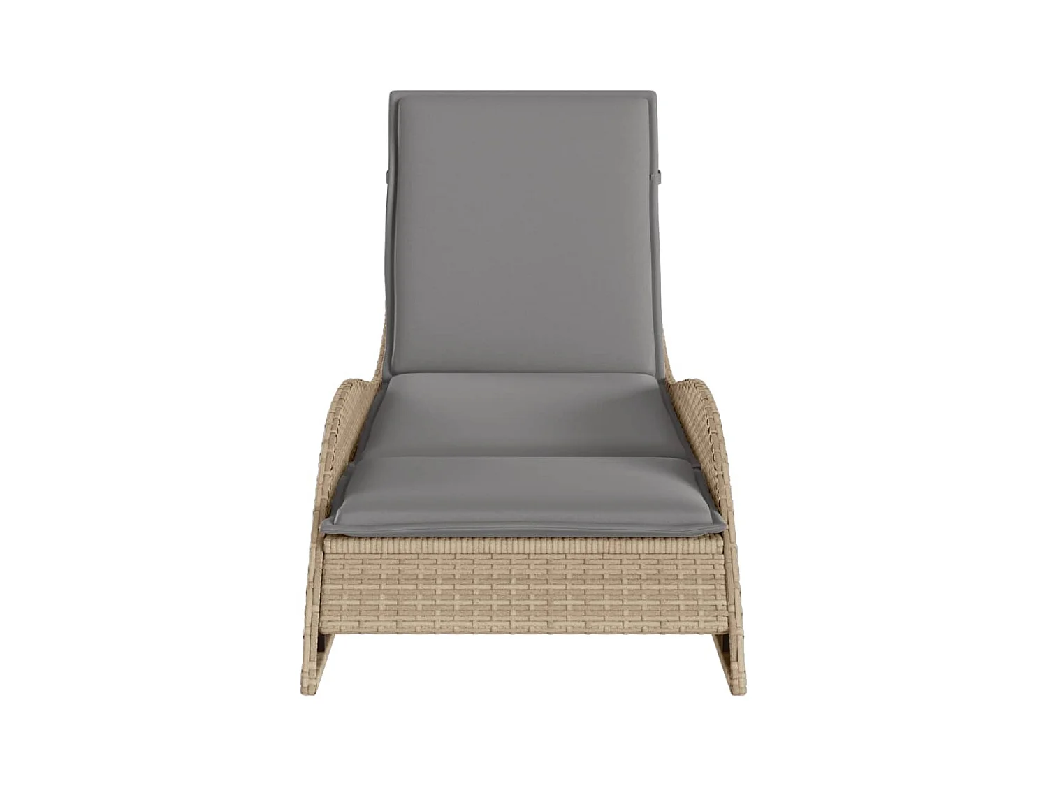 Chaise longue met beige kussen 60x205x73 cm geweven hars