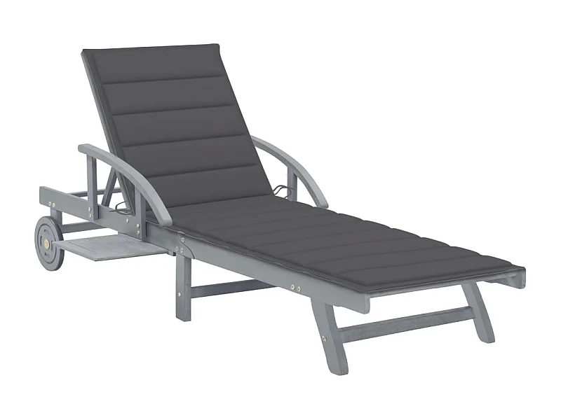 Chaise longue de jardin avec coussin Bois d'acacia solide