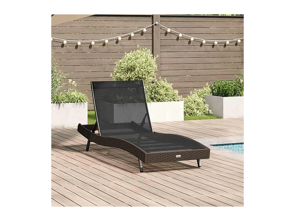 Chaise longue 70 x 197 x 82 cm Rattan synthétique, métal