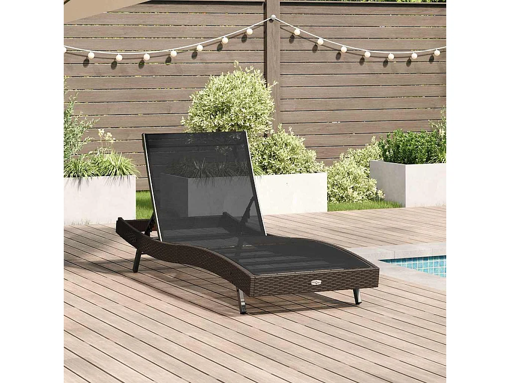Chaise longue 70 x 197 x 82 cm Rattan synthétique, métal
