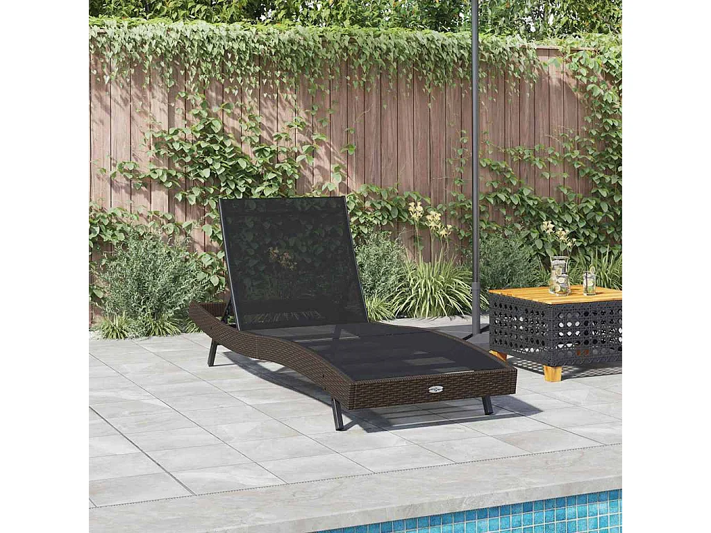 Chaise longue 70 x 197 x 82 cm Rattan synthétique, métal