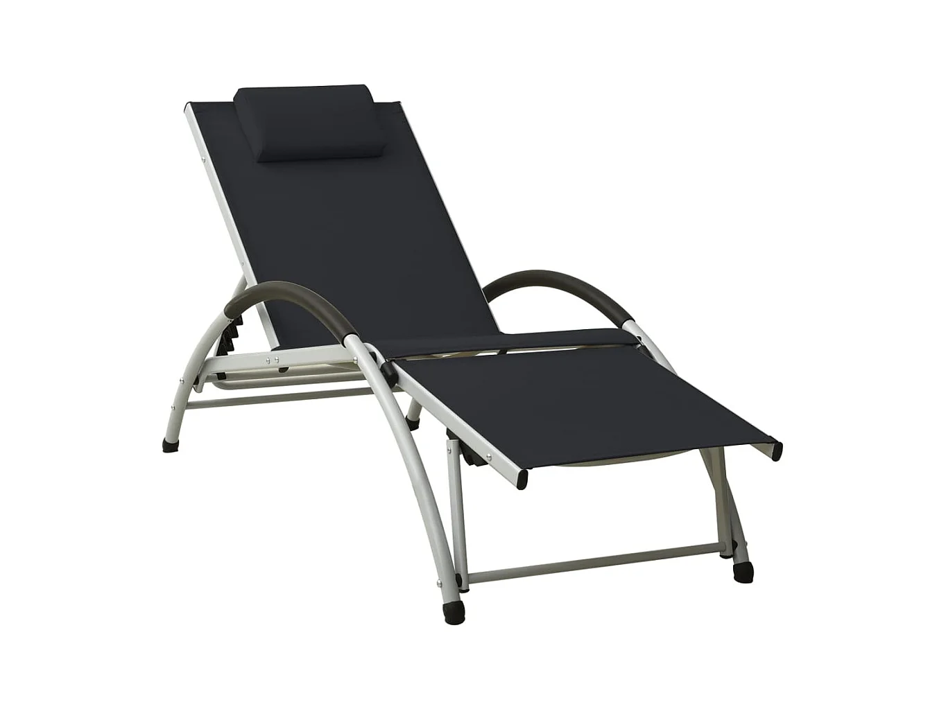 Chaise longue con almohada de textilene negra