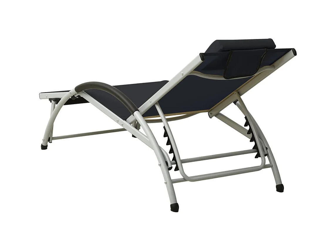 Chaise longue con almohada de textilene negra