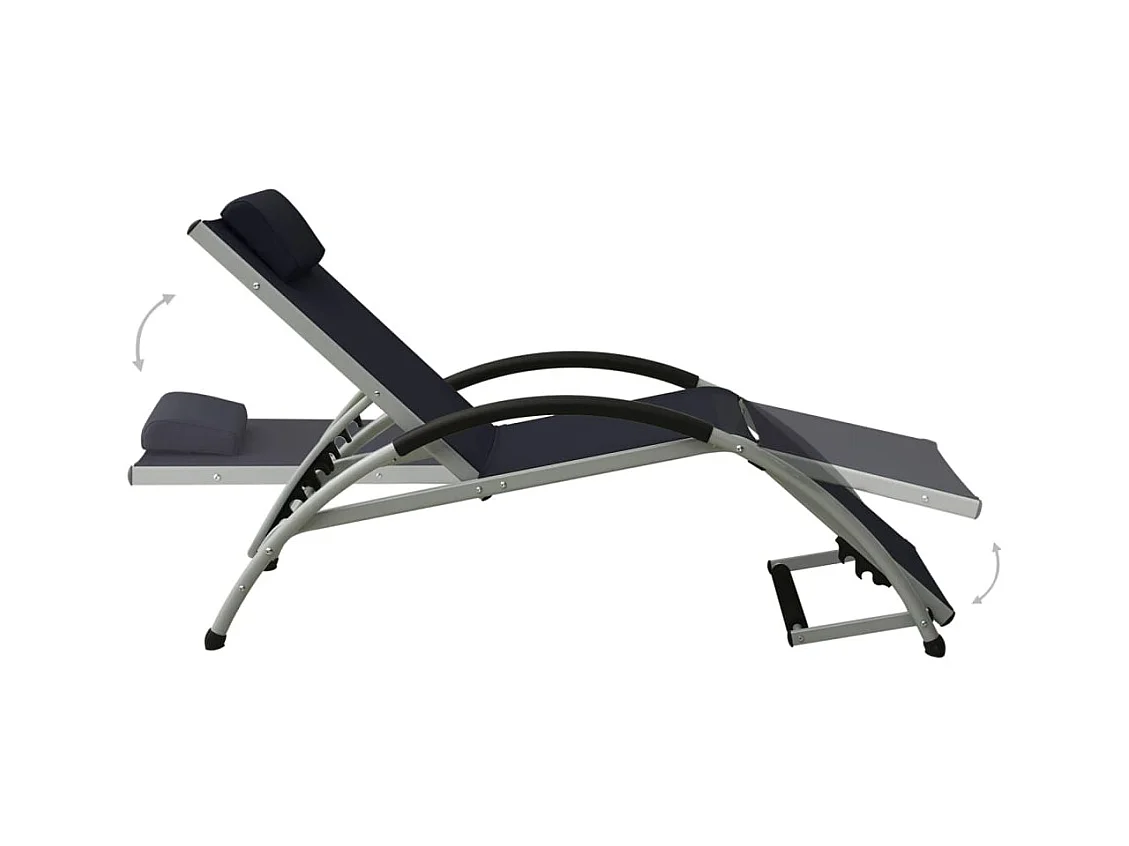 Chaise longue con almohada de textilene negra