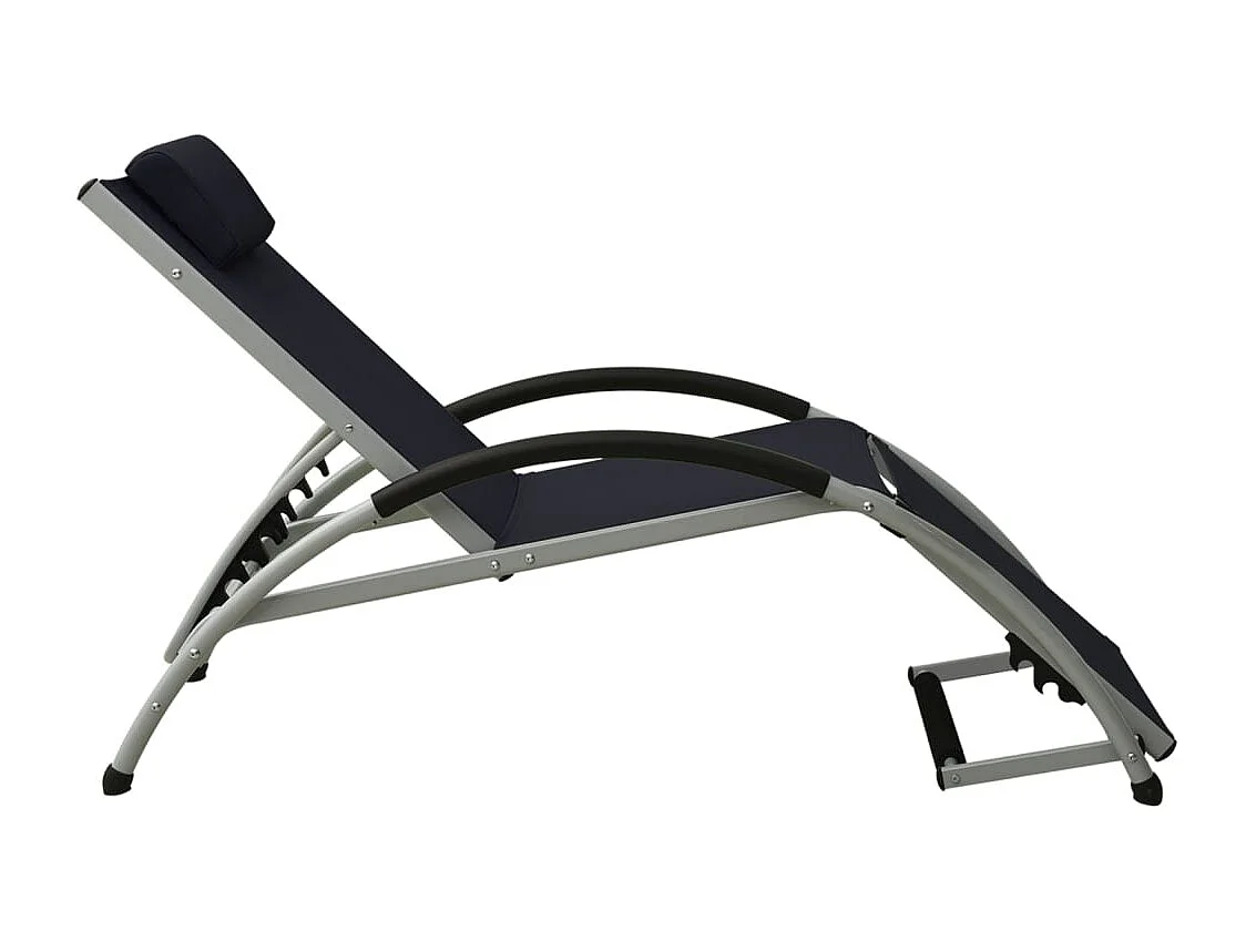 Chaise longue con cuscino in textilene nero