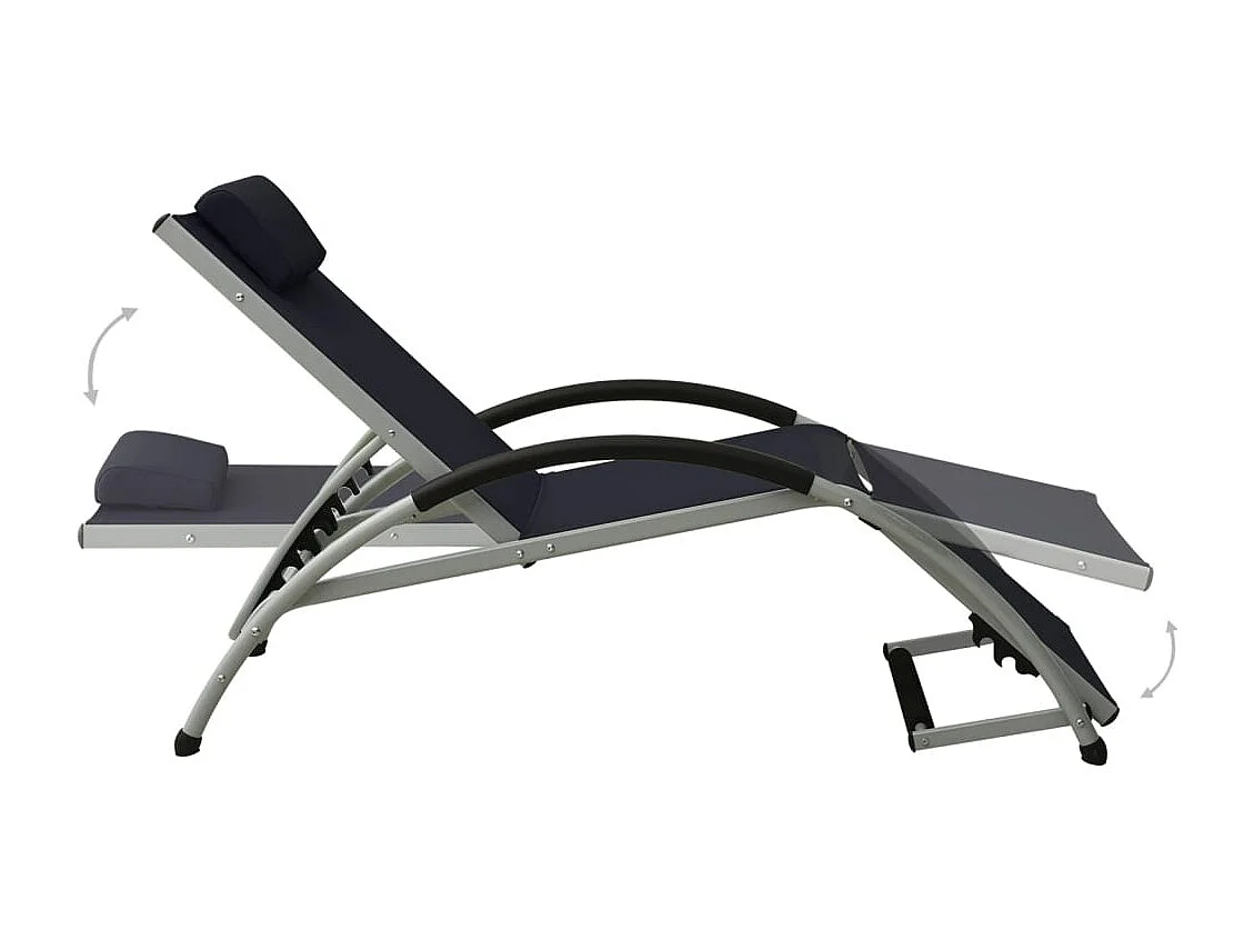 Chaise longue con cuscino in textilene nero