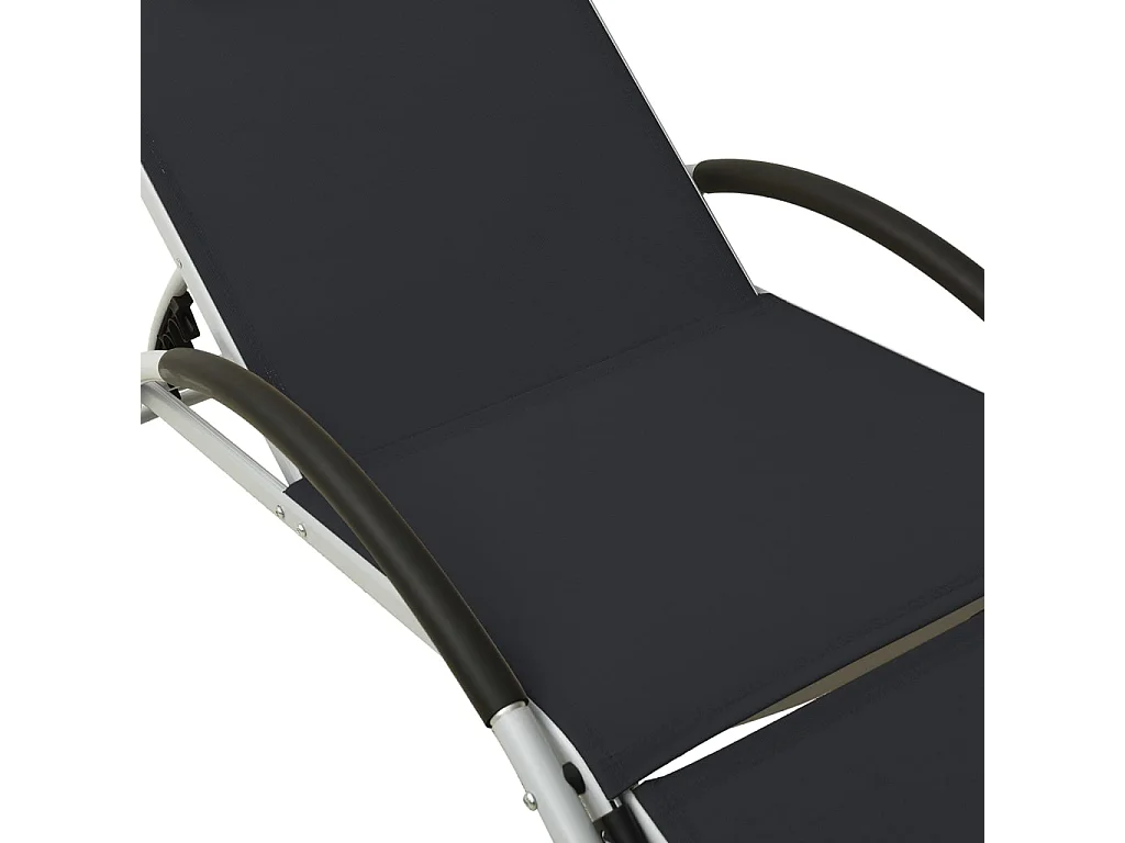 Chaise longue con cuscino in textilene nero