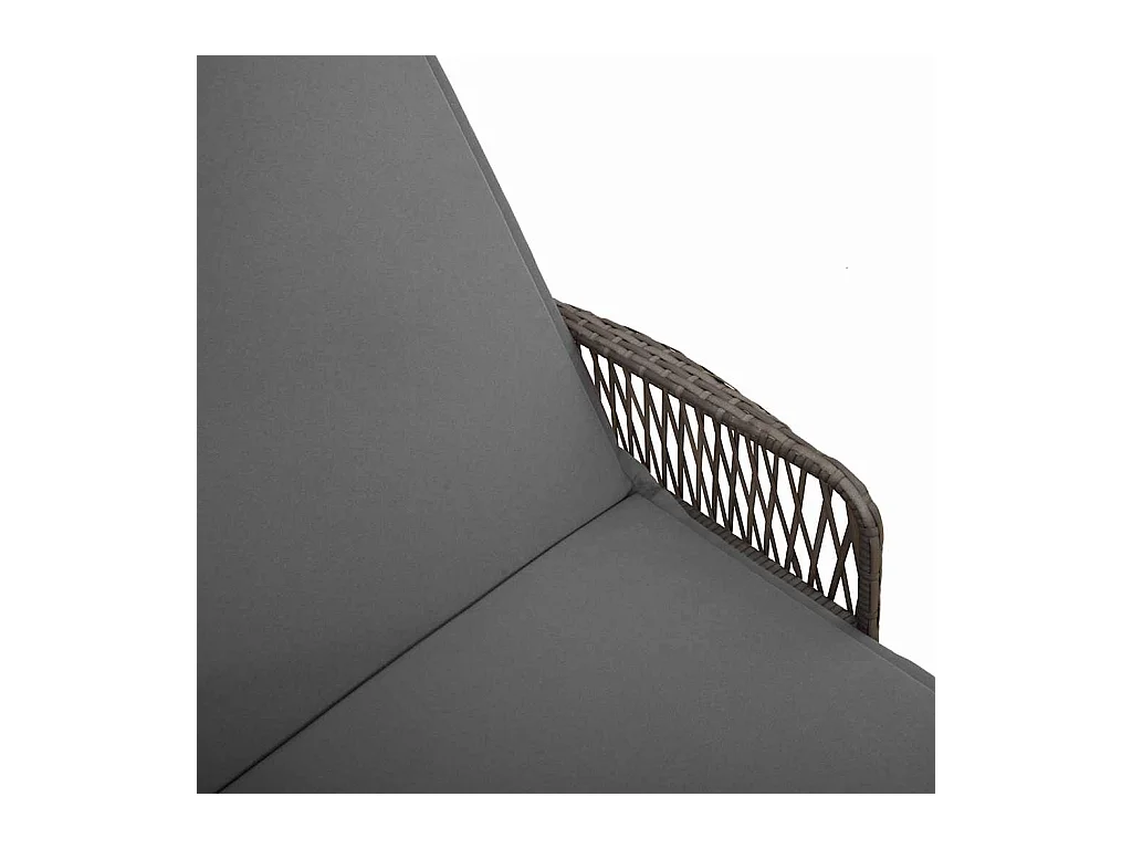 2-delige loungestoelen met kussens en tafel in grijs polyrotan