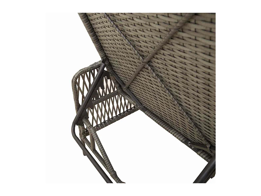 Chaises longues 2 pièces avec coussins et table en poly rattan gris