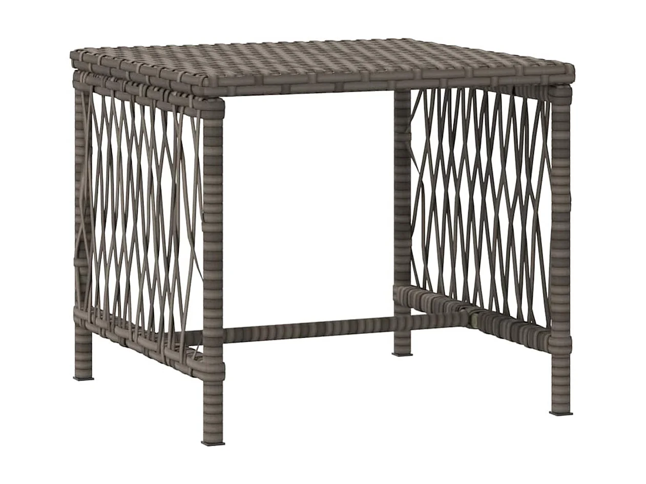 Chaises longues 2 pièces avec coussins et table en poly rattan gris