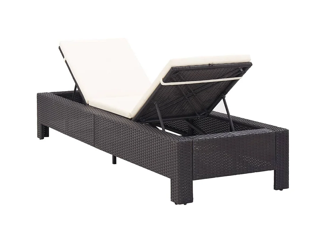 Transat avec coussin Noir Résine tressée