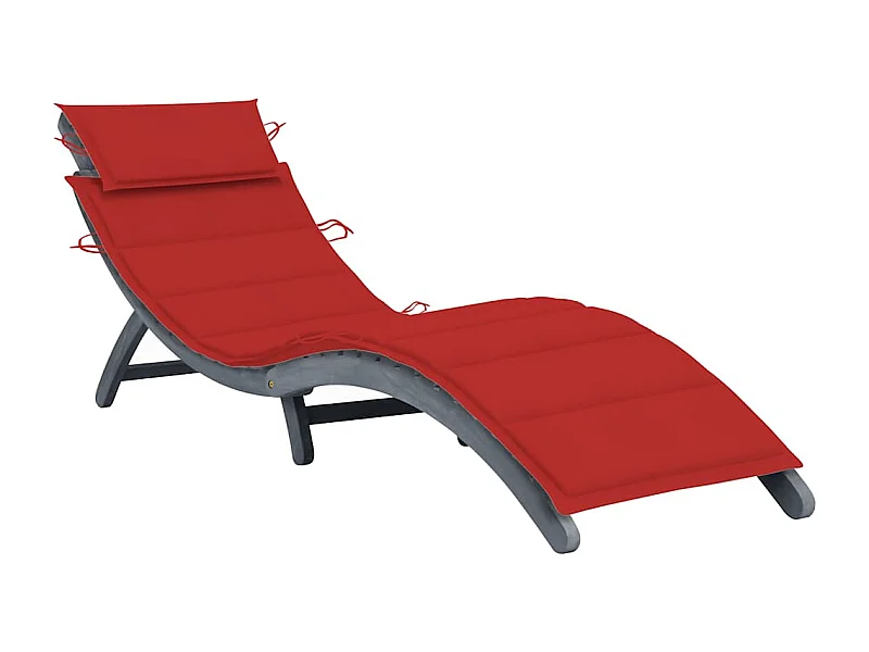 Chaise longue avec coussin Gris Bois d'acacia solide