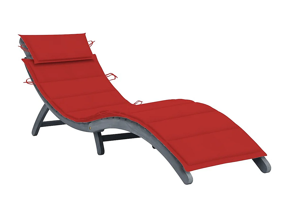 Chaise longue avec coussin Gris Bois d'acacia solide