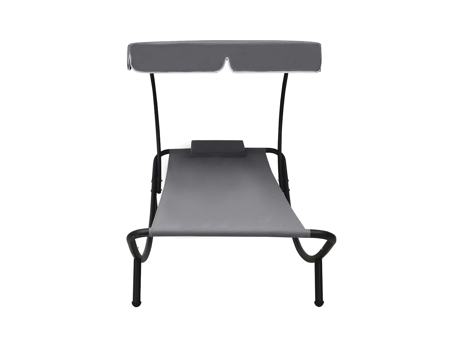 Lit de repos d'extérieur avec auvent et oreiller Gris