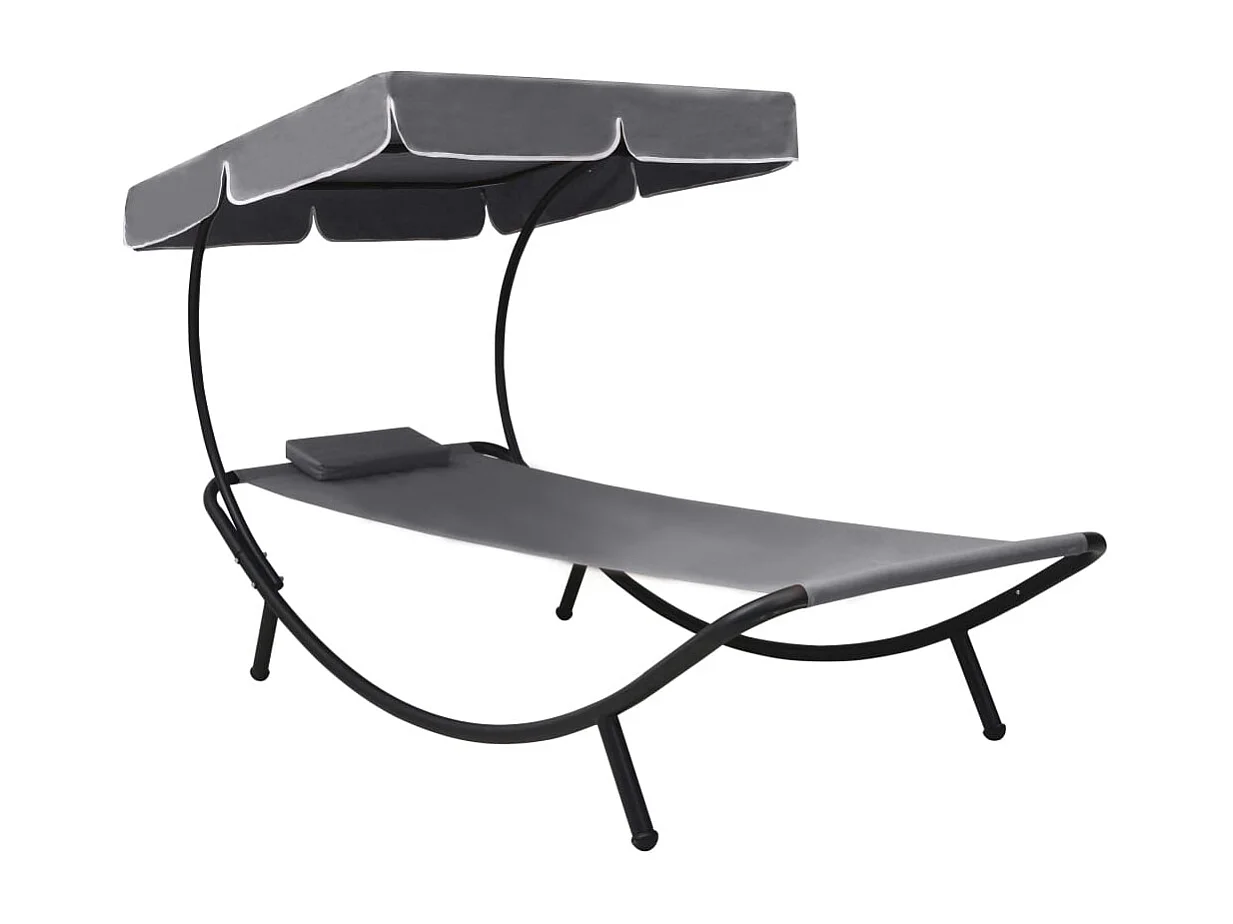 Buitendagbed met luifel en kussen, grijs