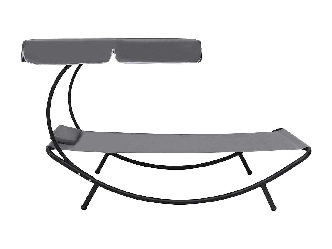 Buitendagbed met luifel en kussen, grijs