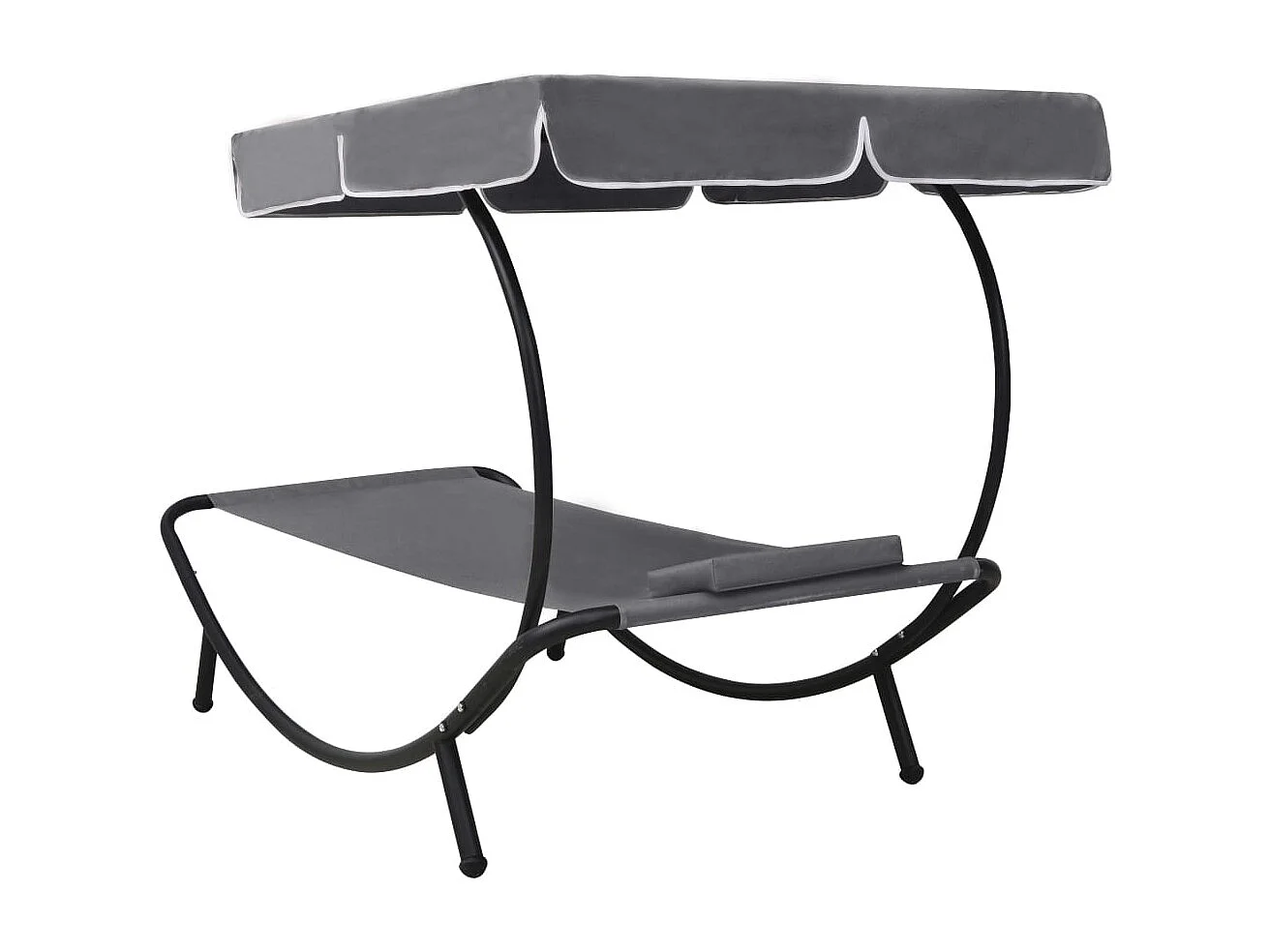 Buitendagbed met luifel en kussen, grijs