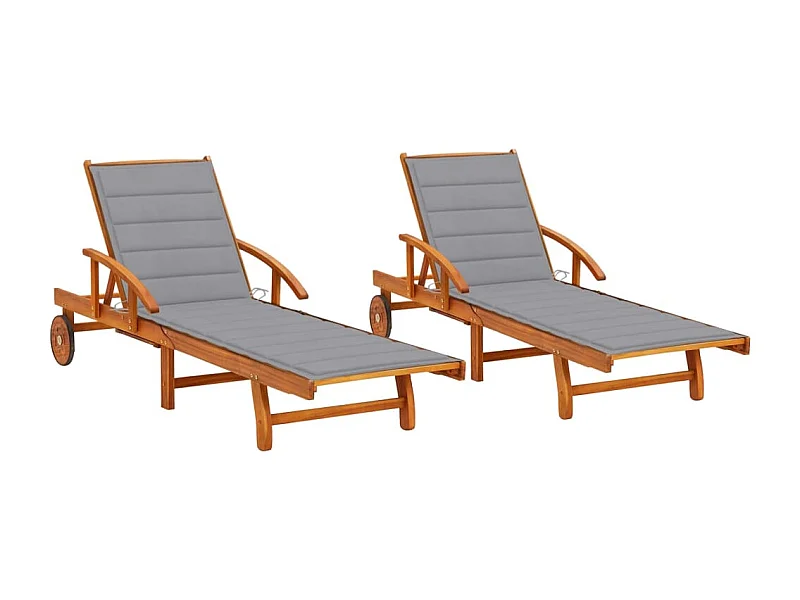 Conjunto de 2 sillones con cojines Madera maciza de acacia