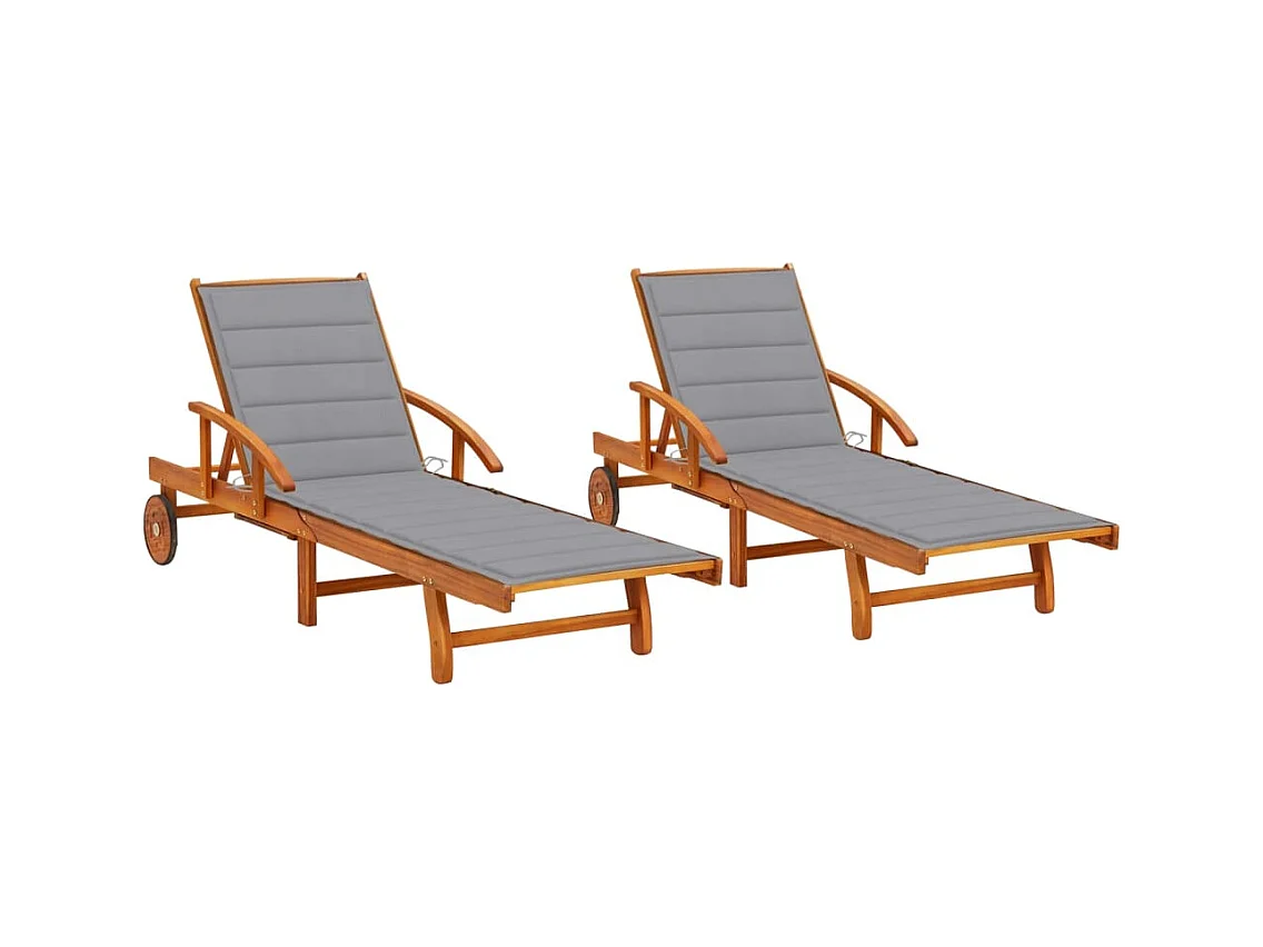 Conjunto de 2 sillones con cojines Madera maciza de acacia