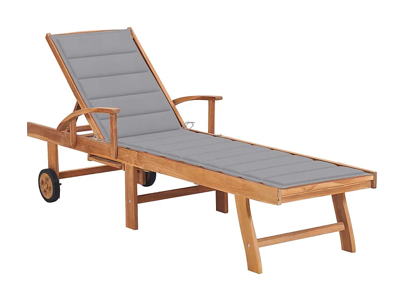 Sillón con cojín gris Madera maciza de teca