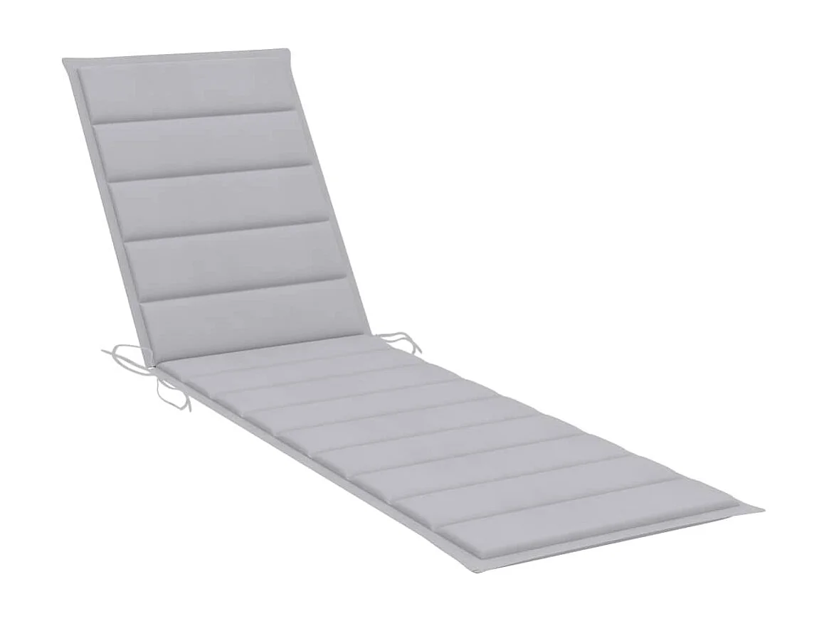 Chaise longue avec coussin gris Bois de teck solide