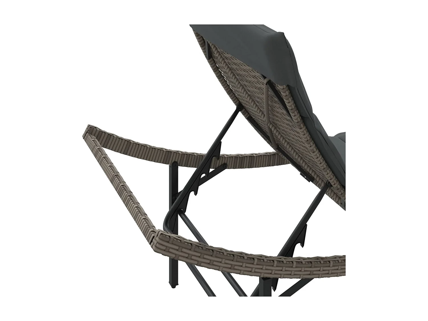 Conjunto de 2 tumbonas con mesa de mimbre de resina gris