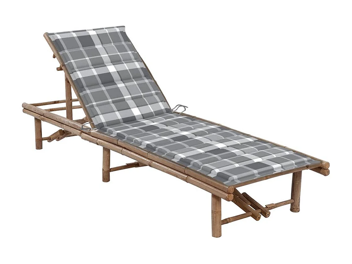 Chaise longue de jardin avec coussin Bambou