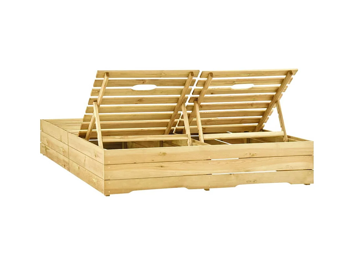 Chaise longue doble de madera de pino impregnado verde