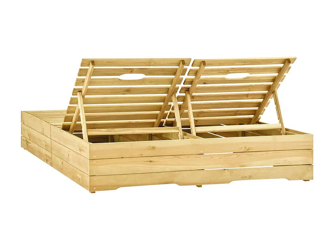 Chaise longue doppia in legno di pino impregnato verde