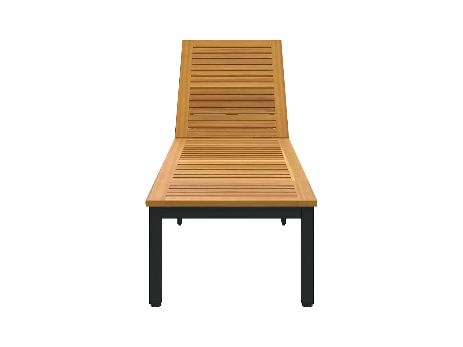 Chaise longue noire, 200 x 55 x 35 cm, en bois d'acacia costaud.