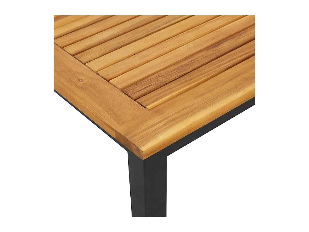 Chaise longue noire, 200 x 55 x 35 cm, en bois d'acacia costaud.