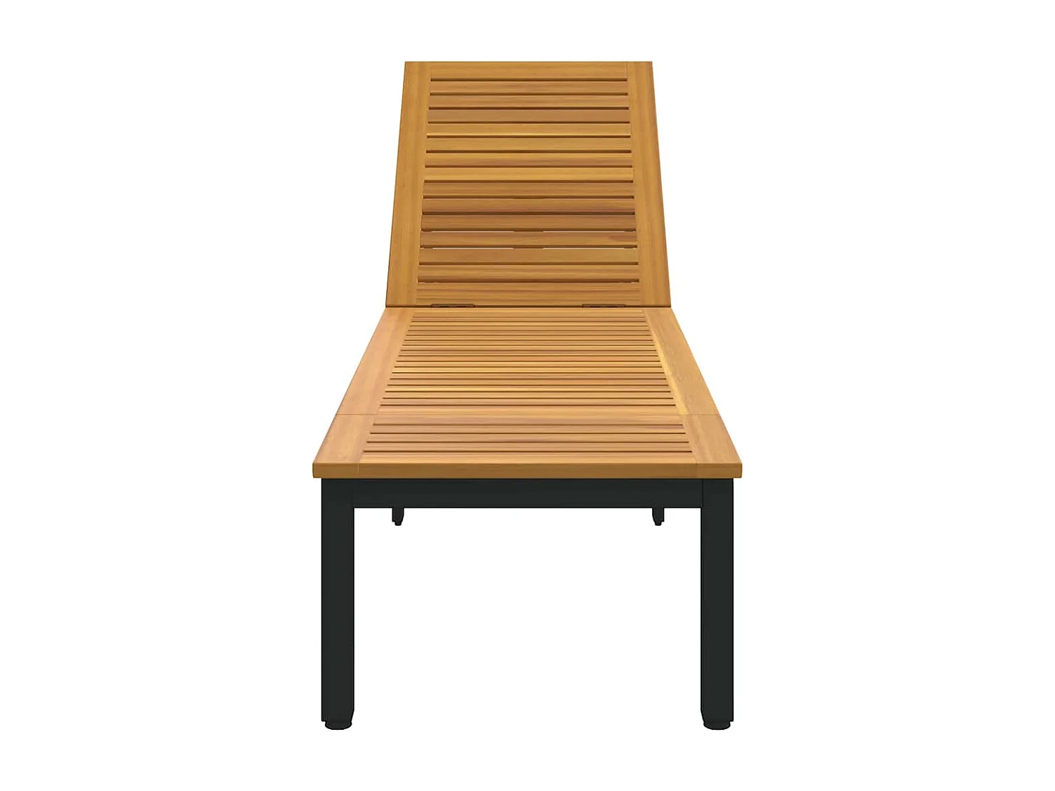 Chaise longue noire, 200 x 55 x 35 cm, en bois d'acacia costaud.