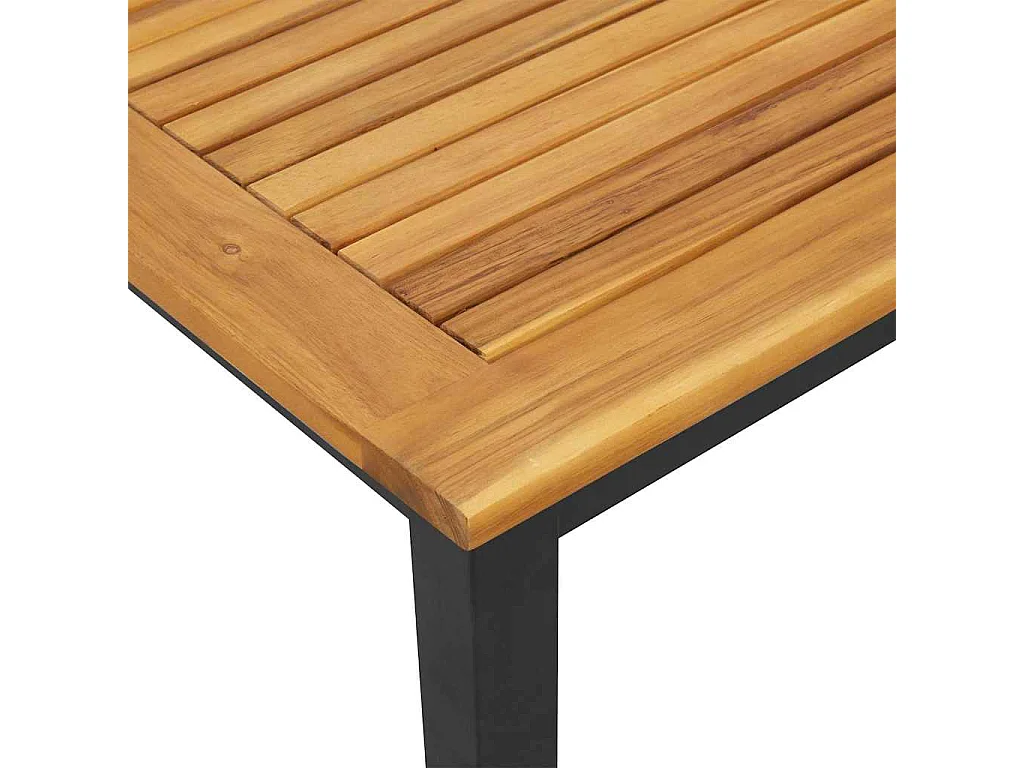 Chaise longue noire, 200 x 55 x 35 cm, en bois d'acacia costaud.