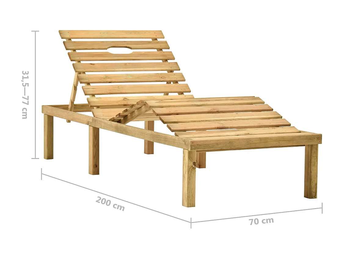 Chaise longue met grijs kussen Geïmpregneerd grenenhout