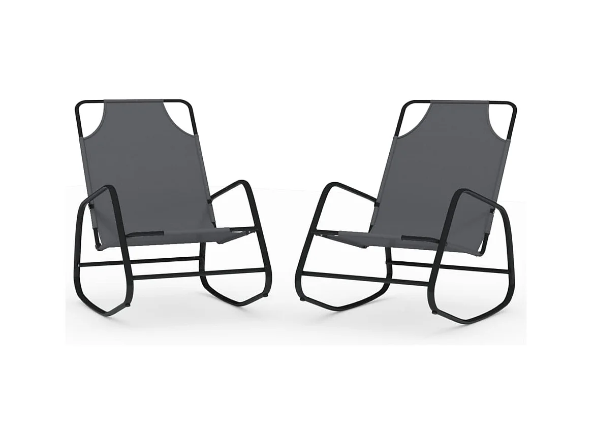 Sillones mecedores 2 piezas Gris Acero y textilene