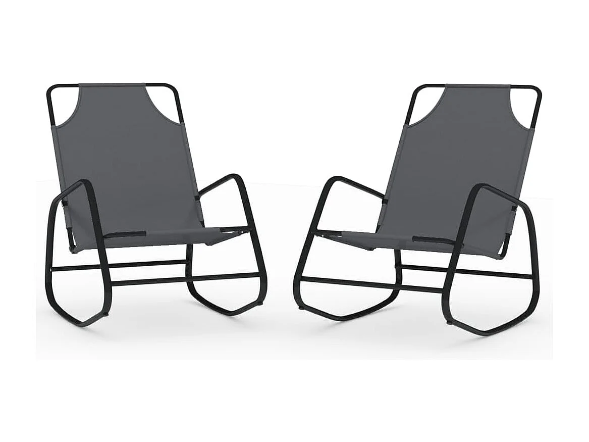 Sillones mecedores 2 piezas Gris Acero y textilene