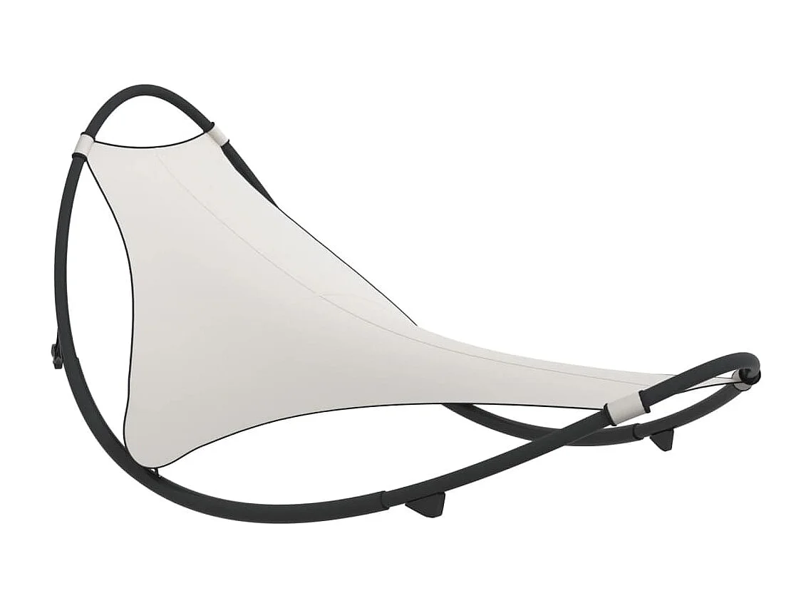 Chaise longue à bascule avec roues Acier et textilène Crème