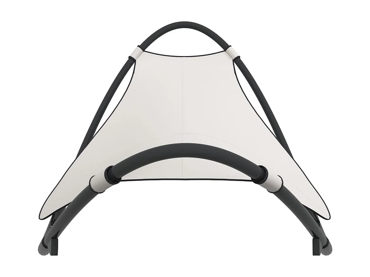 Chaise longue à bascule avec roues Acier et textilène Crème