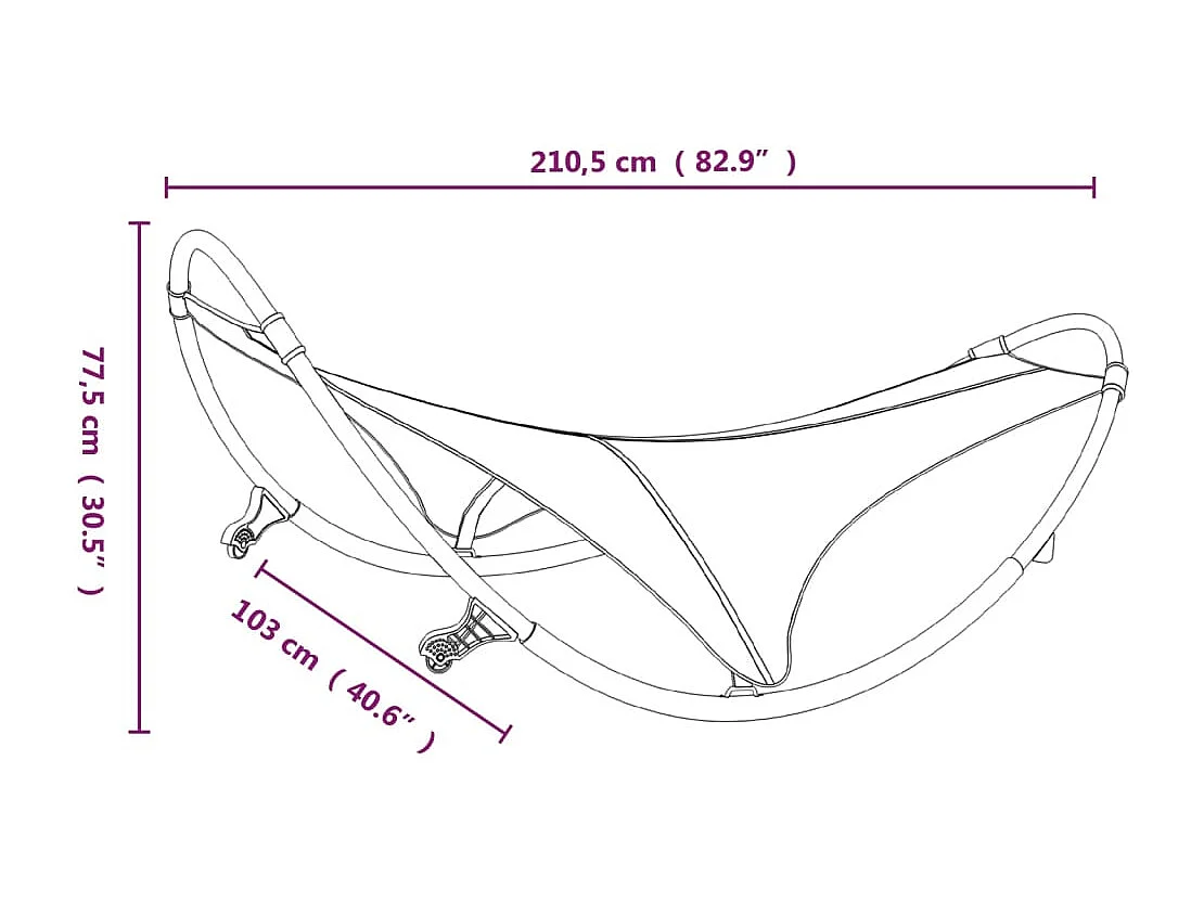 Chaise longue à bascule avec roues Acier et textilène Crème