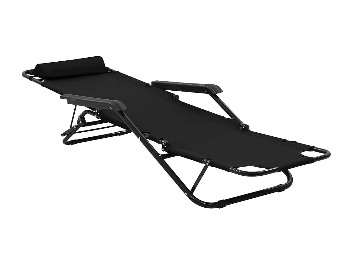 pz. Lettini prendisole pieghevoli con poggiapiedi in acciaio nero