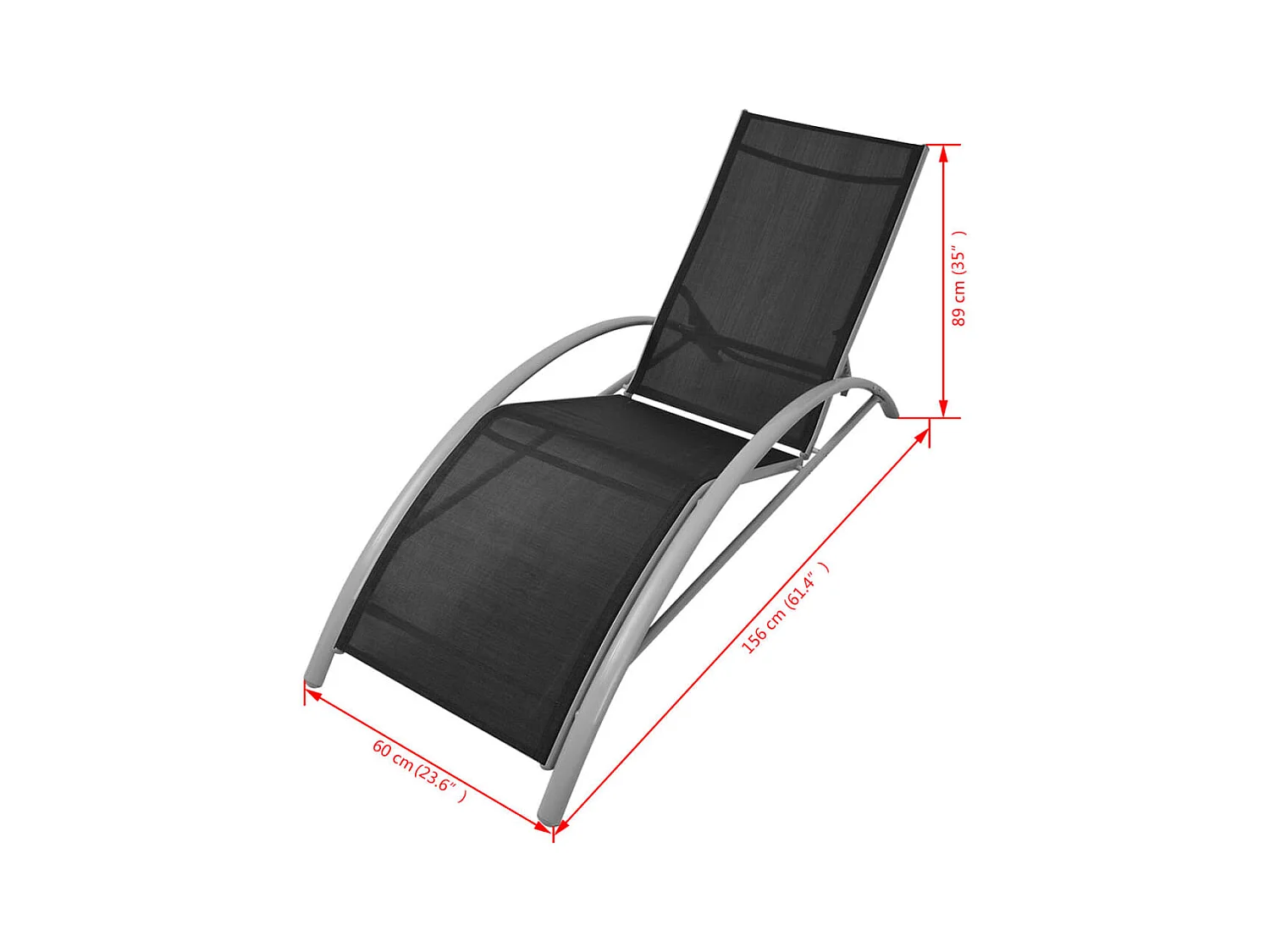 Zwarte aluminium ligstoelen met tafel